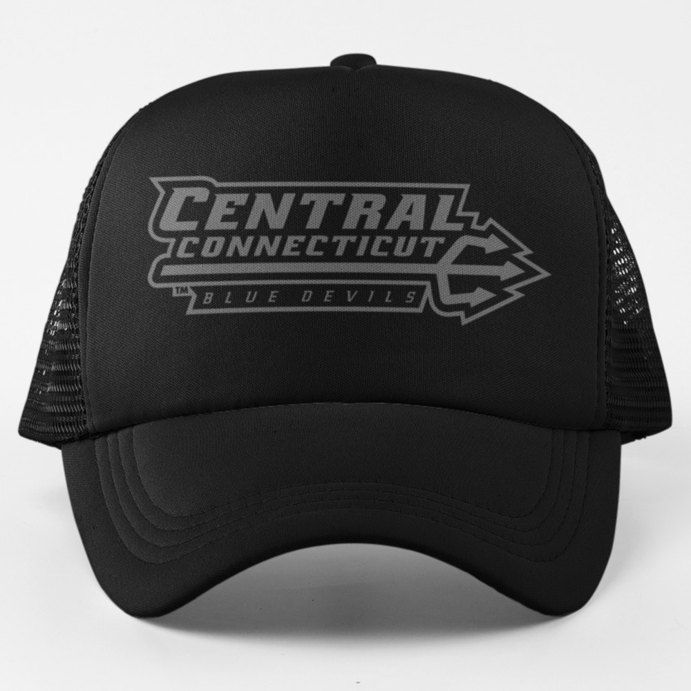 NEW Central Connecticut Wordmark Tonal Blackout Foam Trucker Mesh Snapback Hat